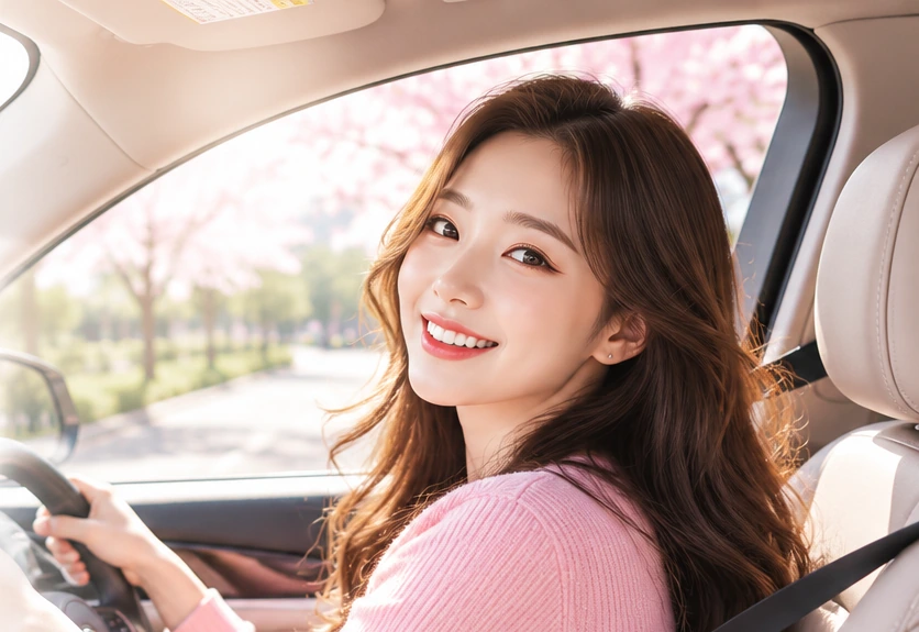 해피운전연수 운전자가 밝은 도로에서 운전하는 모습